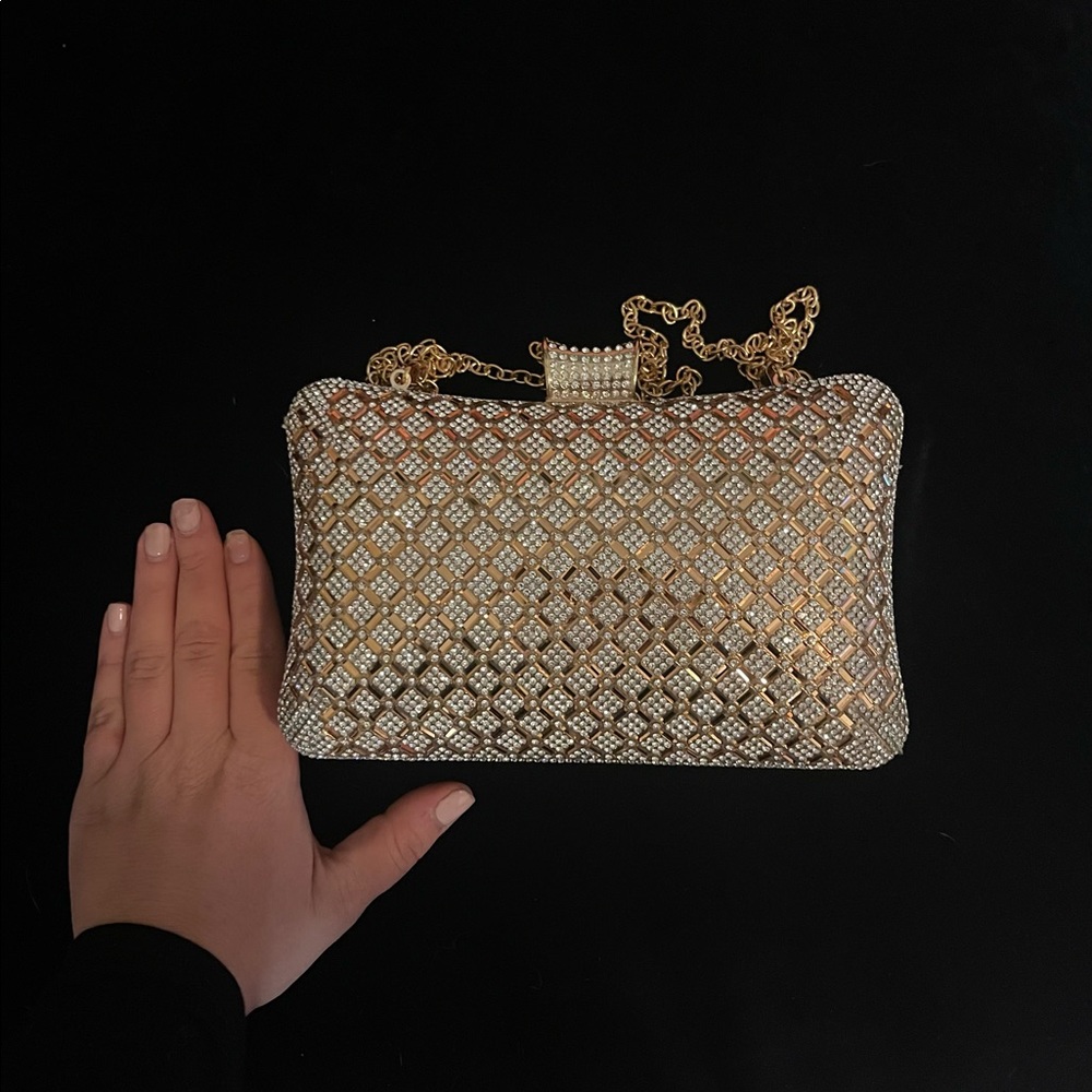 Rhinestone Clutch Purse w/ Strap